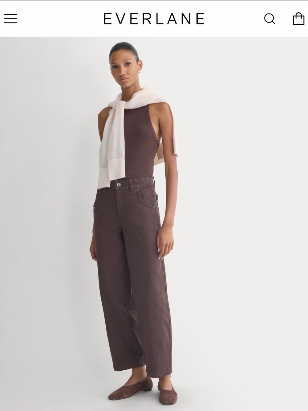 Everlane utility twill barrel pant, coffee bean size 12R. EUC